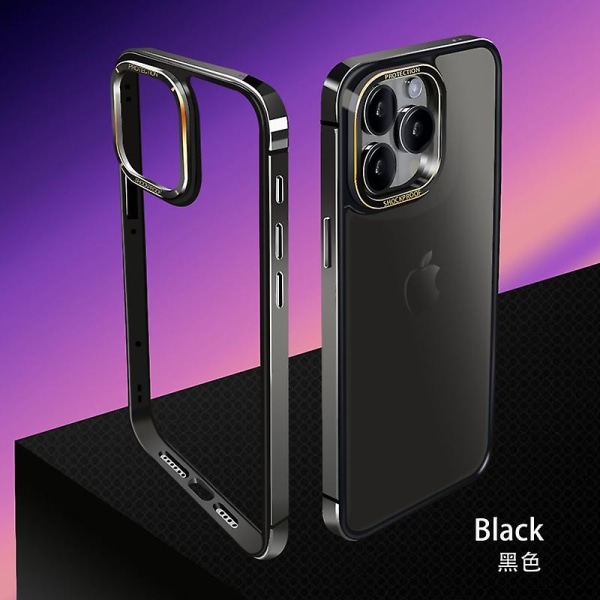 Metallram Slim Fit Ingen ryggdesign Utmärkt värmeavledning för Iphone 15 Pro Max/ Iphone 15 Pro Anti-fall Kantskydd Black iPhone 15 Pro