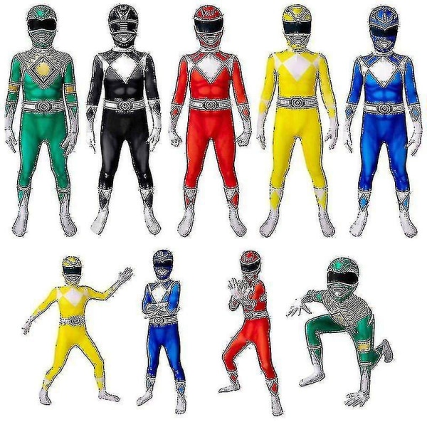 Barn Pojkar Jumpsuits För Power Rangers Mighty Morphin Costume Fancy Dress Outfits Hög kvalitet Yellow one size