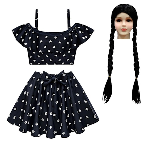 Sommarbaddräkt för flickor Adams Family Swimsuit med en axel för flickor SIZE 140CM-7-8Y Design A-Wig