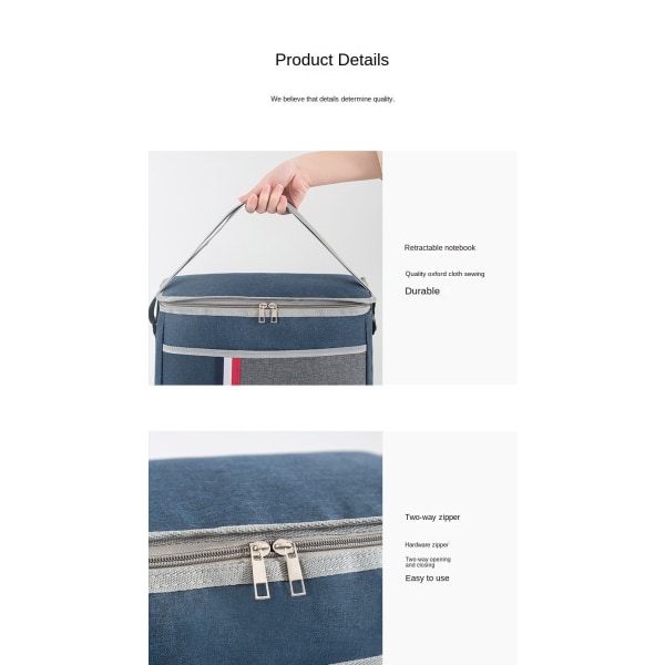 Lunchpaket, takeout, picknick, aluminiumfolie lunchlåda väska (Liten) Marinblå