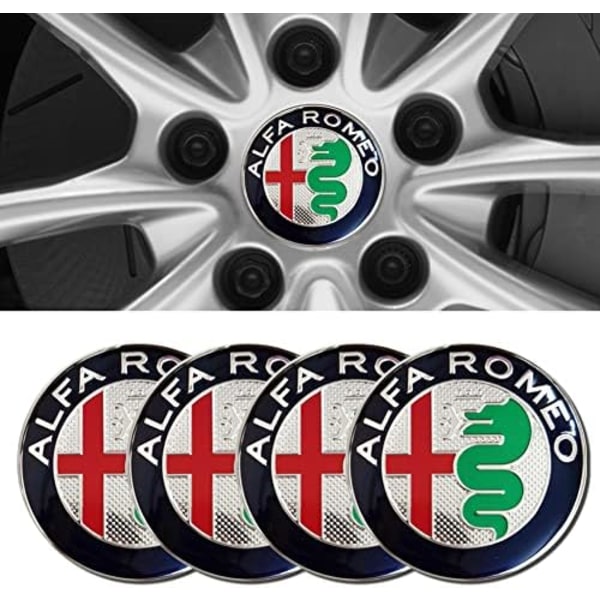 4st Hjul Center Caps Sticker för Ford ST, Svart Aluminium Hjul Center Hub Covers Sticker, 56mm/2.22&#39;&#39; foralfa