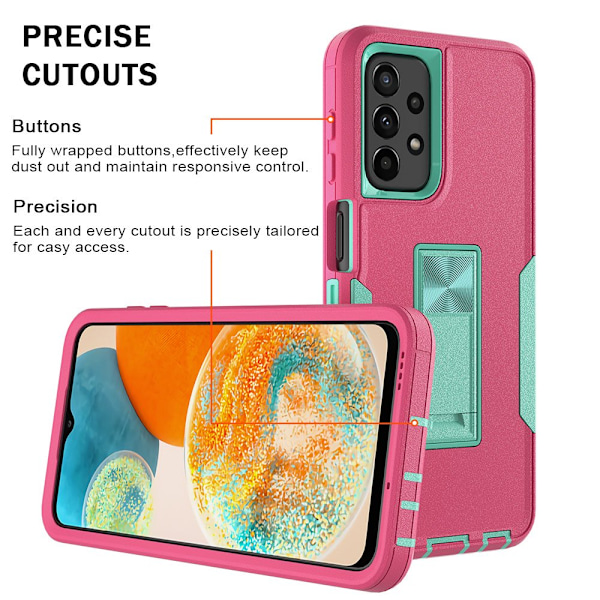 Xhy Samsung Galaxy A23 5G- case med skärmskydd och magnetiskt bilfäste Kickstand Militärklass helkropp dubbellagers fallskydd rosered&green
