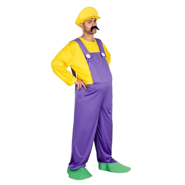 Men's Plus Size Bad Plumber Videospel Film Fancy Dress Costume Purple 2XL