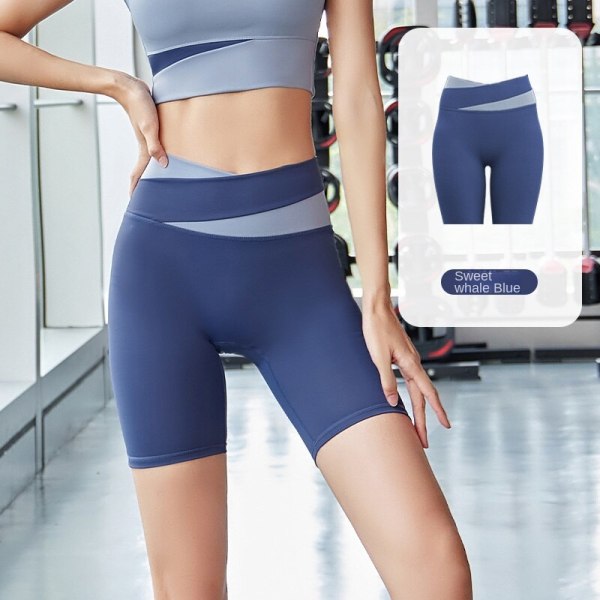 Höft Naken Lyftning Yoga Tight Kontrast ShortsF2 Fragrant Whale Blue Shorts XL