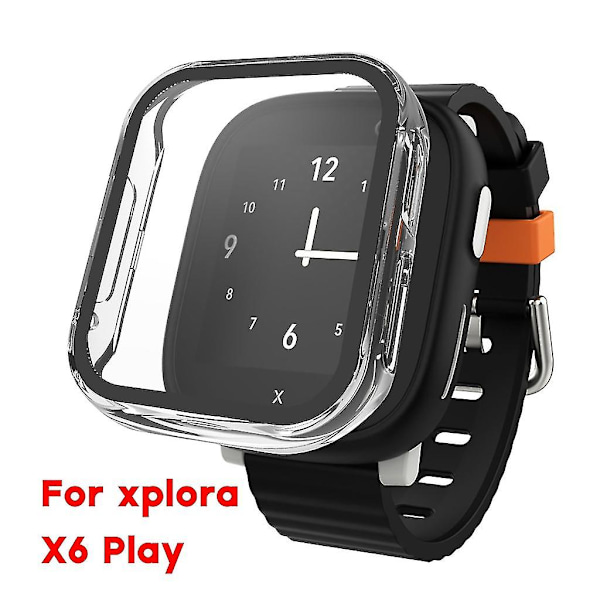 För Xplora X6 Play Full Edge-screen Protector Watch Bumper-shell Dammtät cover Lemon green