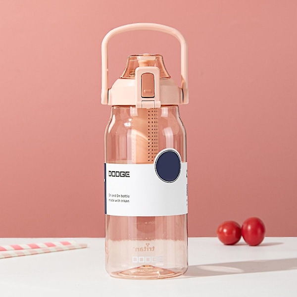 Vattenflaska - Läckagesäkra Bpa-fria vattenflaskor, låsfunktion och fällbart lock, dricksvattenkoppar Pink 1000ml