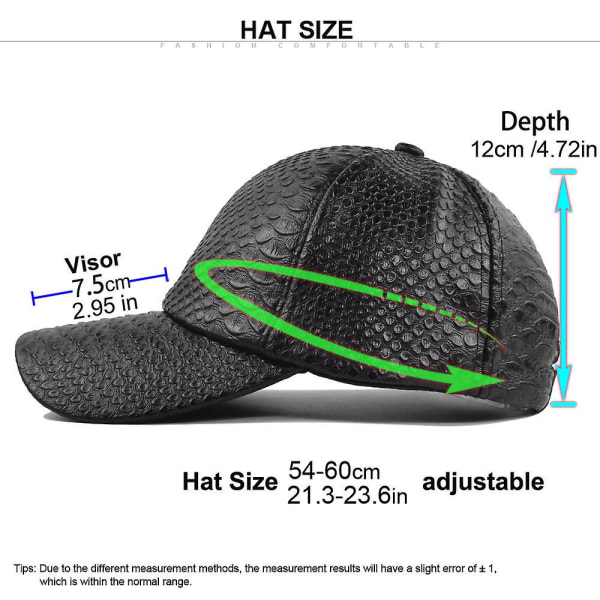 Crocodile Grain Leather Herr Cap Hög kvalitet Baseball Cap Snapback Hatt Casual Gorras Justerbar Dad Ben Hats Masculino Green 54-60cm