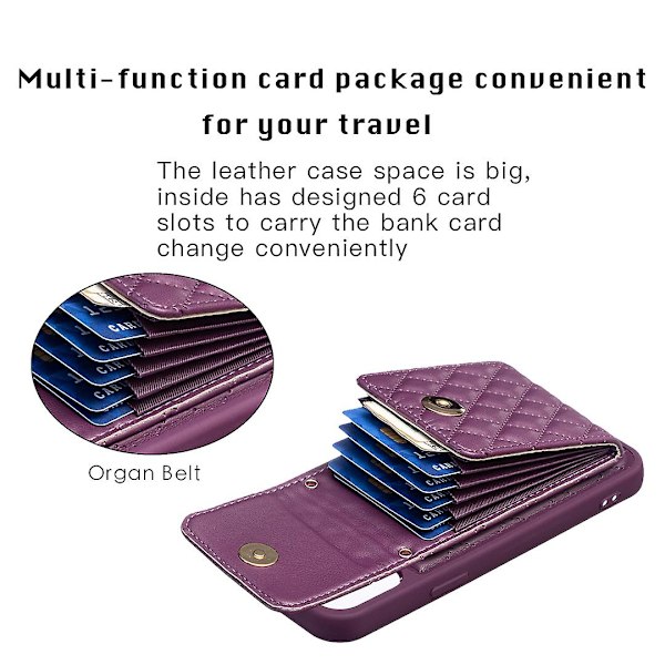 Bf22-stil case för Iphone 12 Pro Max Pu Läderbelagd Tpu Kickstand Cover Dark Purple