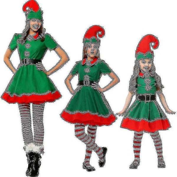 Jultomtekostym Familj Vuxen Barn Fancy Dress Santa Helper Outfits_y 180cm Women