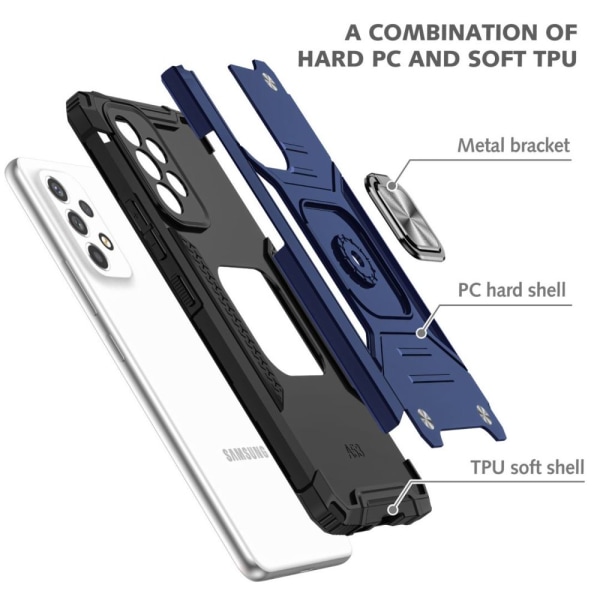 Xhy Samsung Galaxy A53 5G Case med skärmskydd Magnetisk ringhållare Kickstand Militärklass helkropp Dubbellager Drop Protection Du green