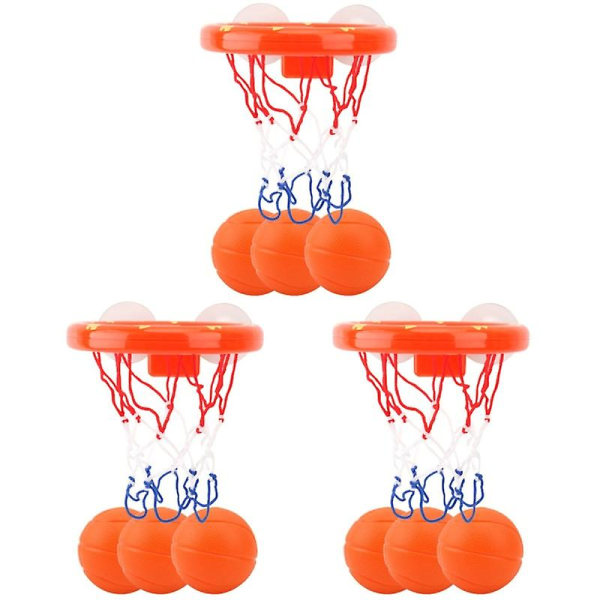 3 set badbasketleksaker Plast självhäftande basketbåge Lekvattenleksaker med 20 bollar för småbarn Babys (sorterad färg) As shown 16X17CM