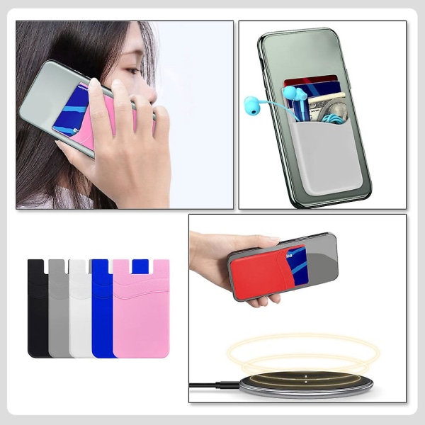 5 st Multitool Plånbok Mobiltelefon Plånbok Kort Fodral Silikon Telefon Plånbok Telefon Plånbokshållare Pocket Back Telefon Assorted Color 9.5x6.5cm