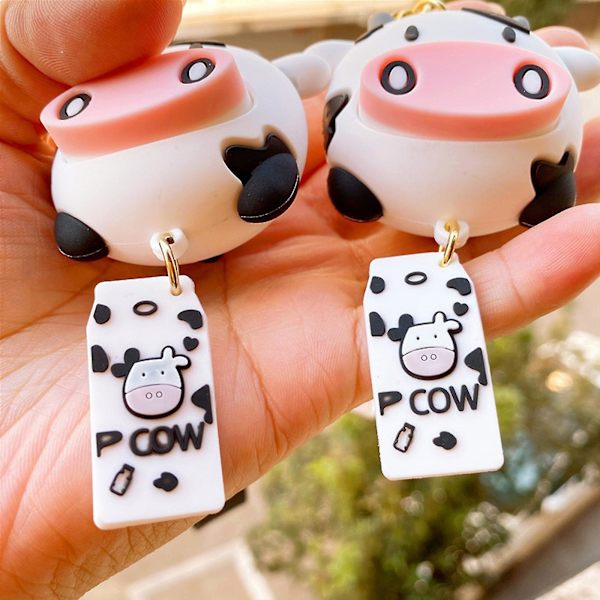 Cartoon Cute Cow Pop Car Keychain Charm Bag Dekoration Charm Keychain Green
