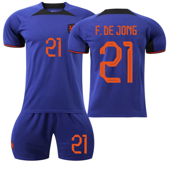 Nederländerna Away 22 23 23Fotbollströja NO.21 F.DE JONG S(165-170cm)