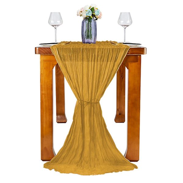 Bordslöpare Gaze Unik stil för bröllop Alla hjärtans dag Födelsedagsfester Dekor Boho duk 35*157 tum Yellow