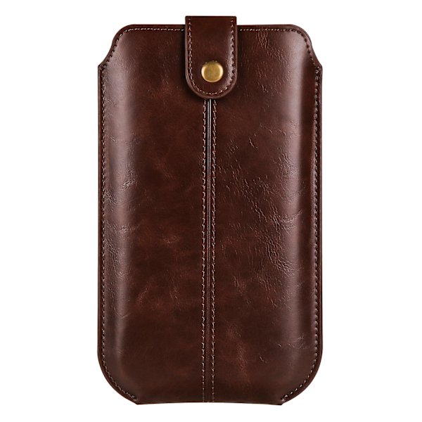 Crazy Horse Texture Pu Läder Telefonbältesväska för mobiltelefoner Universal midjetelefonhölsterväska med kortlager Dark Coffee 6.1 inches