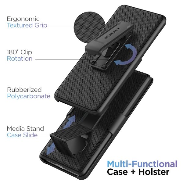 Inkapslad DuraClip Designad för Samsung Galaxy S23 ULTRA Bältesklämma Case, Smal phone case med hölster (svart)
