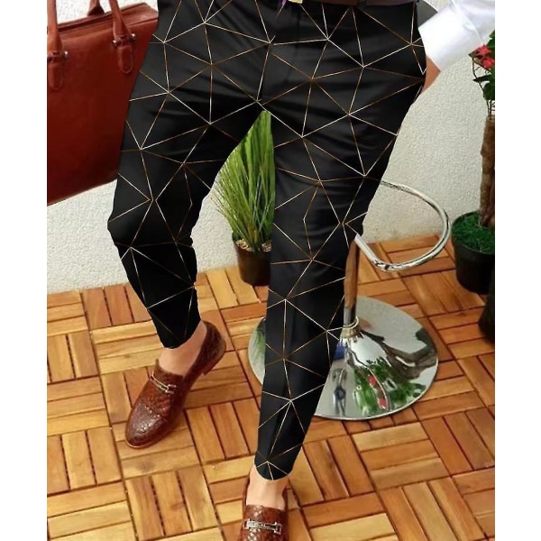 Casual för män med abstrakt print med mitten av midjan Casual Micro Stretch Byxor M