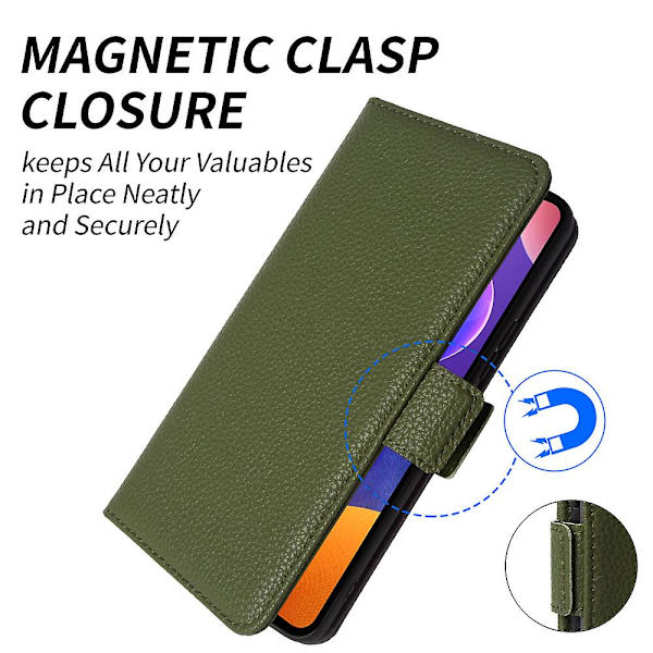 För Samsung Galaxy A33 5g äkta kohudsläder cover Fullt skydd Telefon Flip Case Green