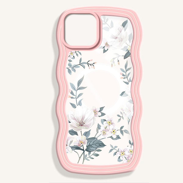 Magsafe Clear Case Kompatibel med Iphone 15 Pro Max, Cute Wave Frame Soft Tpu Shockproof Water Ripple Case For Women Pink For iPhone 15 Pro Max
