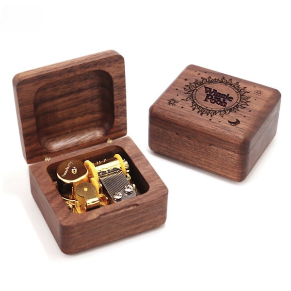 Harry Potter Music Box Retro Walnut Clockwork Music Box gold core 14 "Winnie the Pooh"
