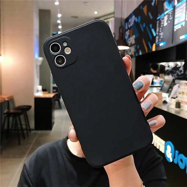 Phone case för olika Iphones - Enfärgat fyrkantigt cover Black For  iPhone XS Max