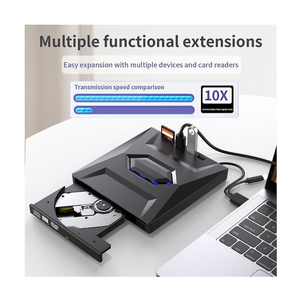 Extern DVD CD-brännare brännare CD och DVD-spelare Typ C/usb3.0 Extern DVD CD-enhet för PC Laptop Windows 11/10/8/7 black none