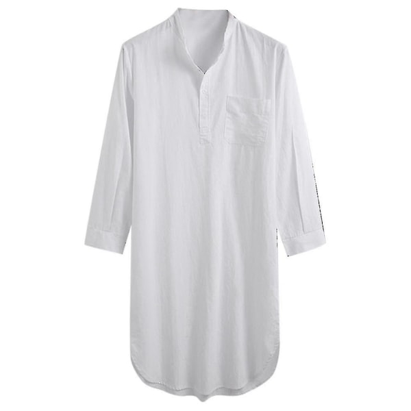 Sleepshirt Nattskjorta i bomull för män White L