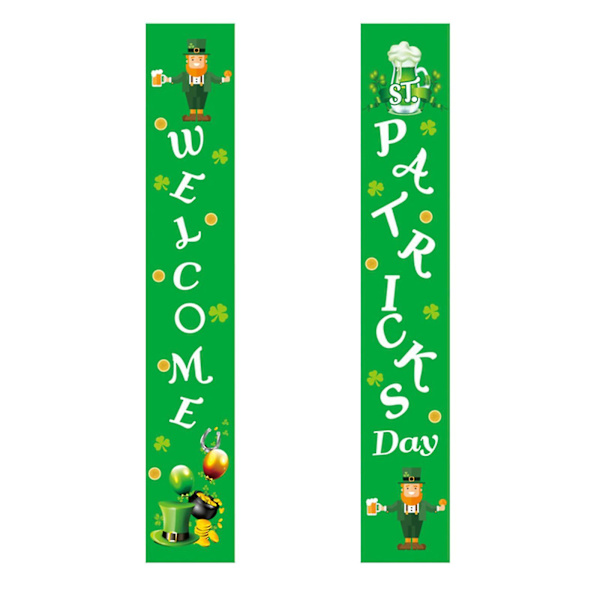 2023 Nya 2st/ set Patricks Day-dekorationer för ytterdörr Irish Shamrocks Dörrgardinhängande banderoller för hem utomhus inomhus väggdekoration 1002