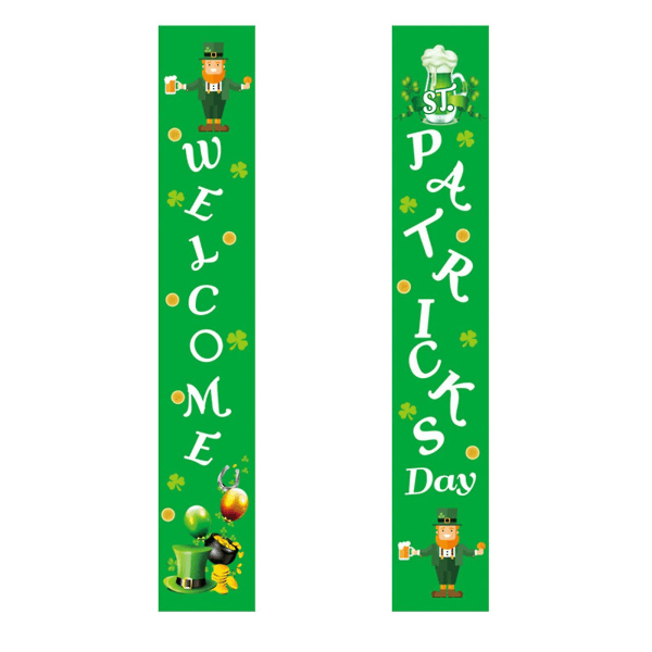 2023 Nya 2st/ set Patricks Day-dekorationer för ytterdörr Irish Shamrocks Dörrgardinhängande banderoller för hem utomhus inomhus väggdekoration 1003