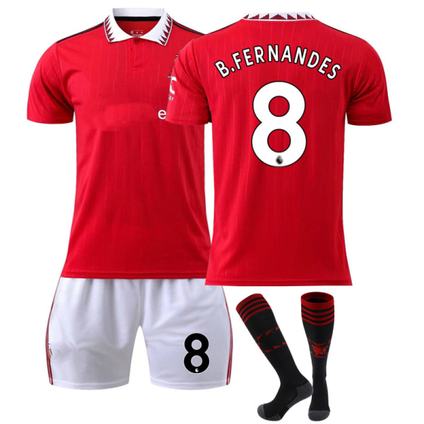 Manchester United tröja 22 23 fotbollströja set NO.8 B.FERNANDES 16（90-100cm)