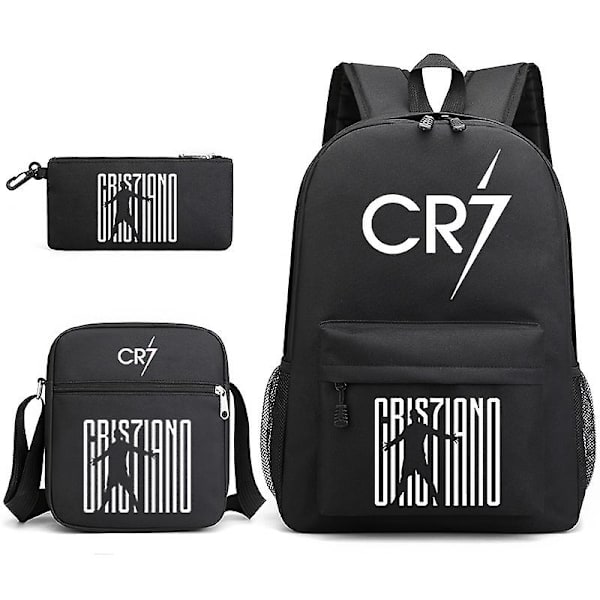 Fashion Cr7 3st Sets Ryggsäck Mochila Nya Studenter Kapacitet Skolväskor Bokväska Resväska 7 3Pcs Set