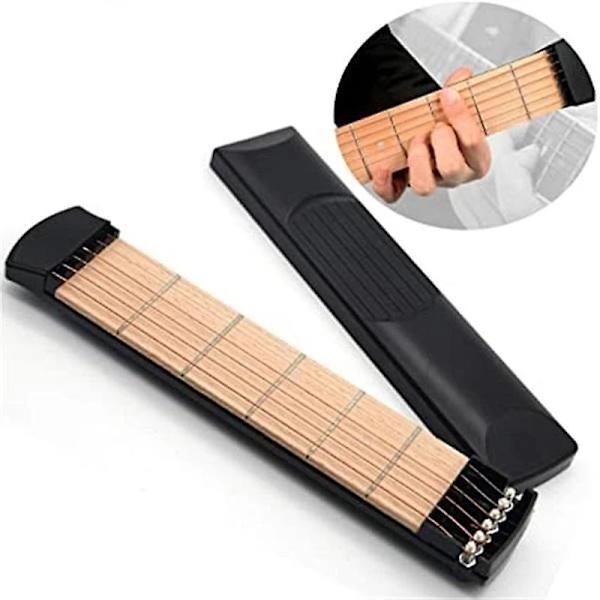 Pocket Guitar Practice Tool Bärbar ackordtränare Gitarr Finger Tränings- och ackordövningsverktyg Black 6 Fret