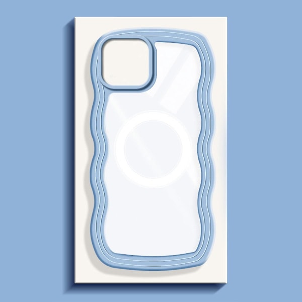 Magsafe Case Kompatibel med Iphone 15 Pro, Clear Wave Curved Design Soft Tpu + Hård Ram Stötsäkert cover för kvinnor Blue For iPhone 15 Pro
