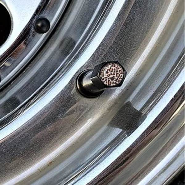 Metallkåpor för bilhjulsdäck, ventilstammar, Daisy Pattern, aluminium, bildäck, luftventilkåpor, Universal för bilar, SUV, lastbilar, cyklar, motorc Universal Leopard