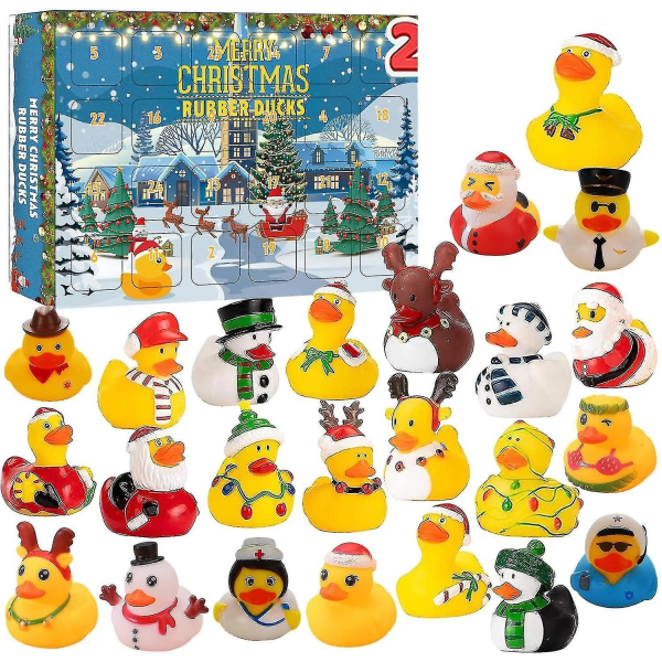 Rubber Duck Adventskalender 2023, Adventskalender 2023 Barn, Adventskalender Duck Set, Adventskalender med 15 gummiankor, advent 02(24 ducks) none