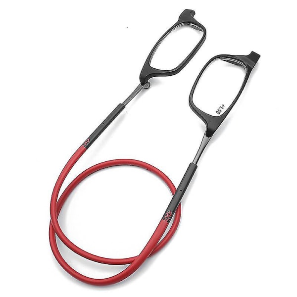 Läsglasögon Högkvalitativa Tr Magnetic Absorption Hanging Neck Funky Readers Glasögon Red 3.5 Magnification