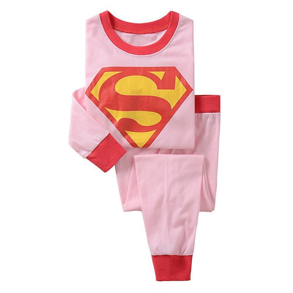 Barn Pojkar Flickor Spiderman Superman Casual Långärmad Nattkläder Pyjamas Set Outfit Loungewear Pink Superman 6 Years