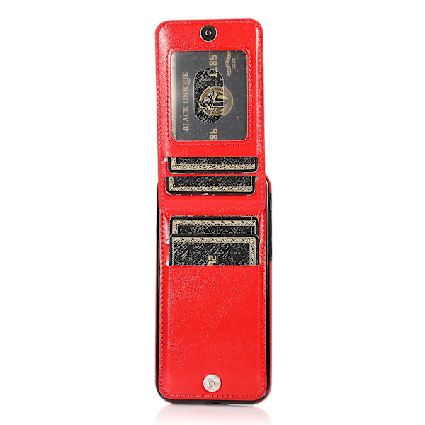 För Iphone 7 / 8 / Se (2020) / Se (2022) Korthållare Phone case Kickstand Pu Läder + Tpu cover Red