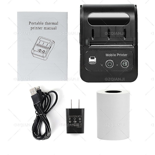 Bluetooth kvittoskrivare, 58mm mini trådlös pos kvittoskrivare 2" mobil thermal Läderbälte skrivare Small Business Restaurant, null none