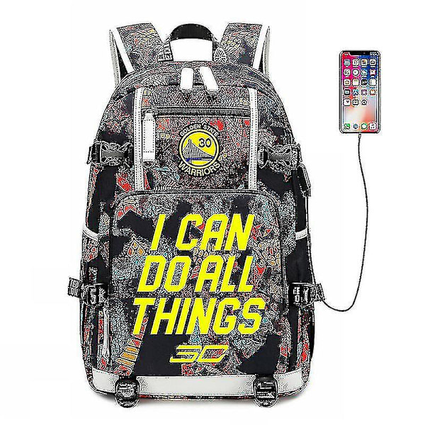 Nba Peripheral Series Star Multifunktionell USB ryggsäck Luminous Fluorescent Backpack_y Red Curry