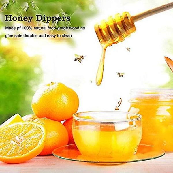 Honey Dipper Trä Omrörningsstav Stick Sked Dip Drizzler för uppsamling av honungssirap Melass 8 cm null none