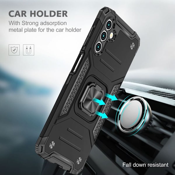 Xhy Samsung Galaxy A13 5G Case med Sekretess Skärmskydd Magnetisk Ring Hållare Kickstand Militärklass helkropp Dubbellager Drop Prote black