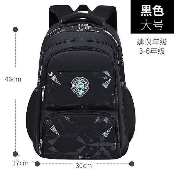 Klass 3-6 vattentät barn skolväskor pojkar grundskole ryggsäckar ortoped högstadie skolväska mochila infantil Black large