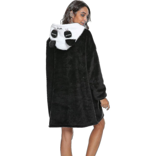 Bärbar filt Sweatshirt Unisex Panda Hoodie Oversized Sherpa filt Varm med ficka M