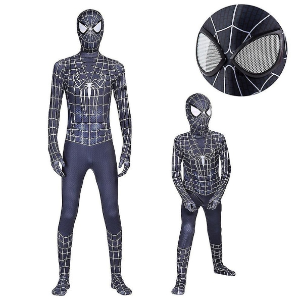 Barn Pojkar Spider-man Kostym Party Jumpsuit Tecknad Romper För Barn 3-12 år Cosplay Playsuit med huvudbonader Tmall 100cm