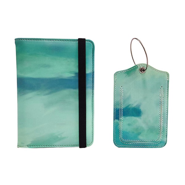 Cover, Pu-läder case Organizer för pass, kreditkort, boardingkort (plånbok+tagg) green 13.7*10.5cm