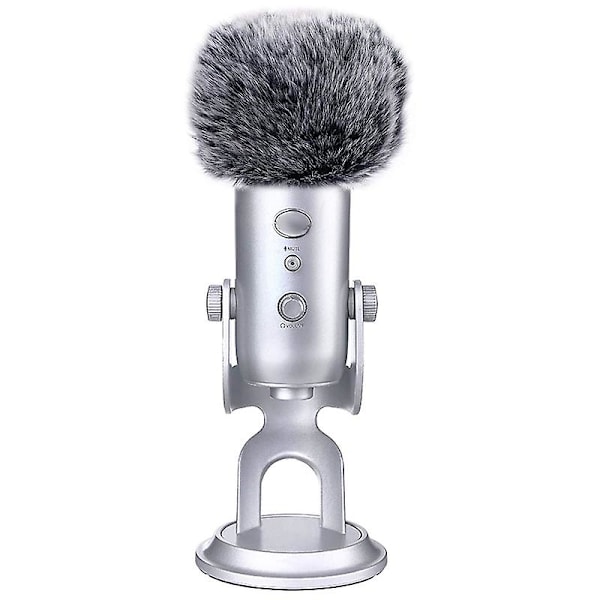 Furry Windshield Skummikrofon Vindruta-för Blue Yeti, Blue Yeti Pro USB Microphone Windshield black  gray none