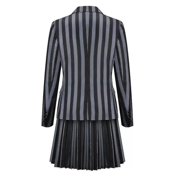 Onsdag Addams set Nevermore Academy School Uniform Halloween Carnival Party Kostym för vuxna Kids_h With wig Adult S