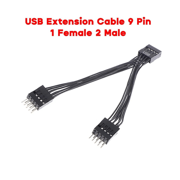 10 cm USB moderkortskabel USB header förlängningskabel 9pin 1 hona till 2 hane null none
